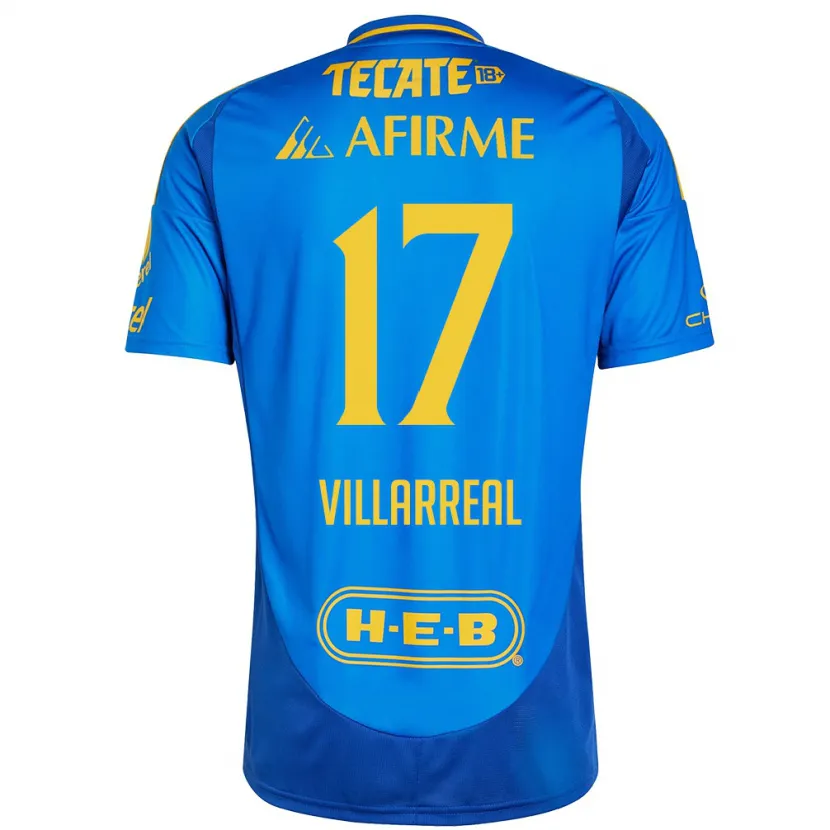 Danxen Hombre Camiseta Natalia Villarreal #17 Azul Amarillo 2ª Equipación 2024/25 La Camisa