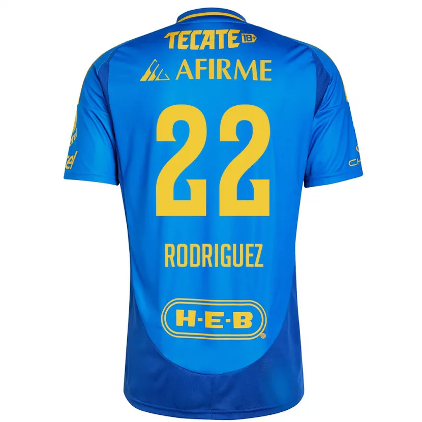 Danxen Hombre Camiseta Anika Rodriguez #22 Azul Amarillo 2ª Equipación 2024/25 La Camisa