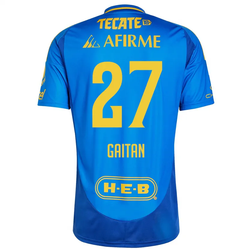 Danxen Hombre Camiseta Natalia Gaitan #27 Azul Amarillo 2ª Equipación 2024/25 La Camisa