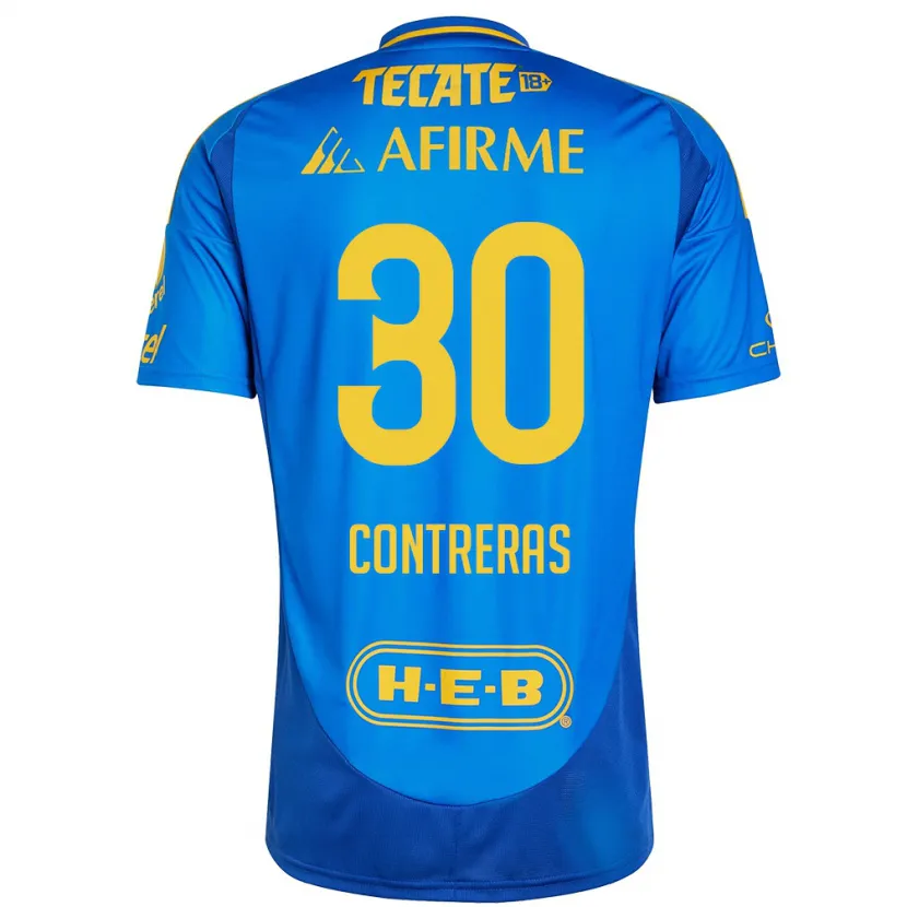 Danxen Hombre Camiseta Lizeth Contreras #30 Azul Amarillo 2ª Equipación 2024/25 La Camisa