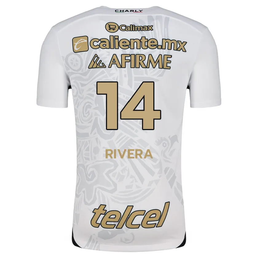 Danxen Hombre Camiseta Christian Rivera #14 Blanco Negro 2ª Equipación 2024/25 La Camisa