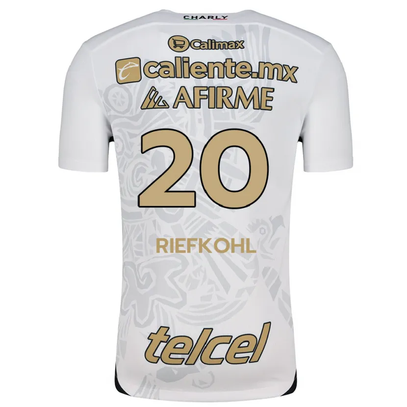 Danxen Hombre Camiseta Luciana Riefkohl #20 Blanco Negro 2ª Equipación 2024/25 La Camisa