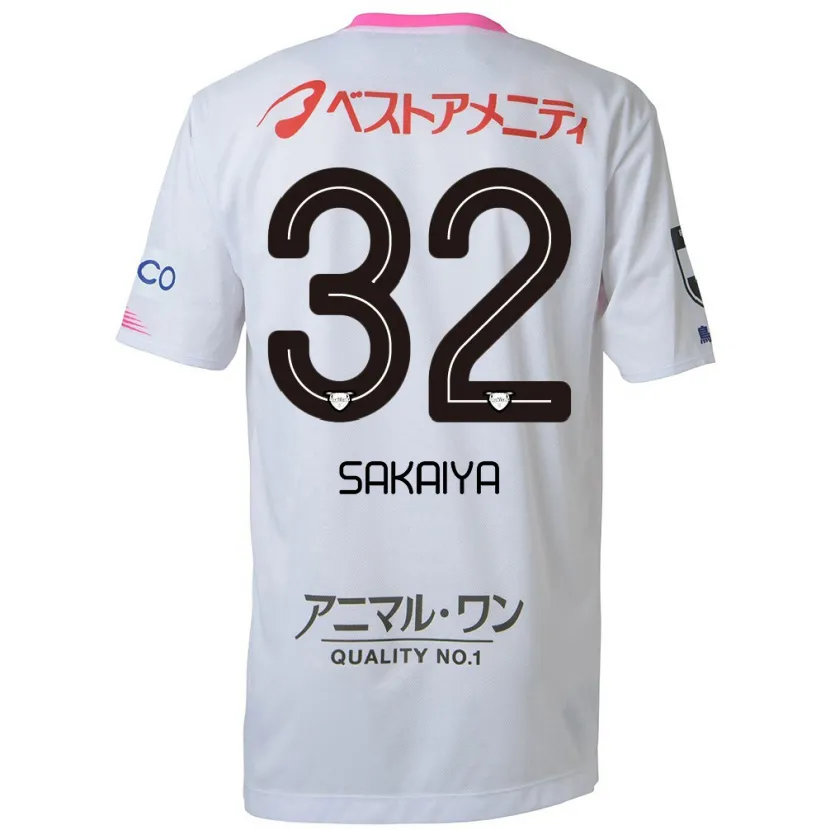 Danxen Hombre Camiseta Keisuke Sakaiya #32 Blanco Azul Rosa 2ª Equipación 2024/25 La Camisa