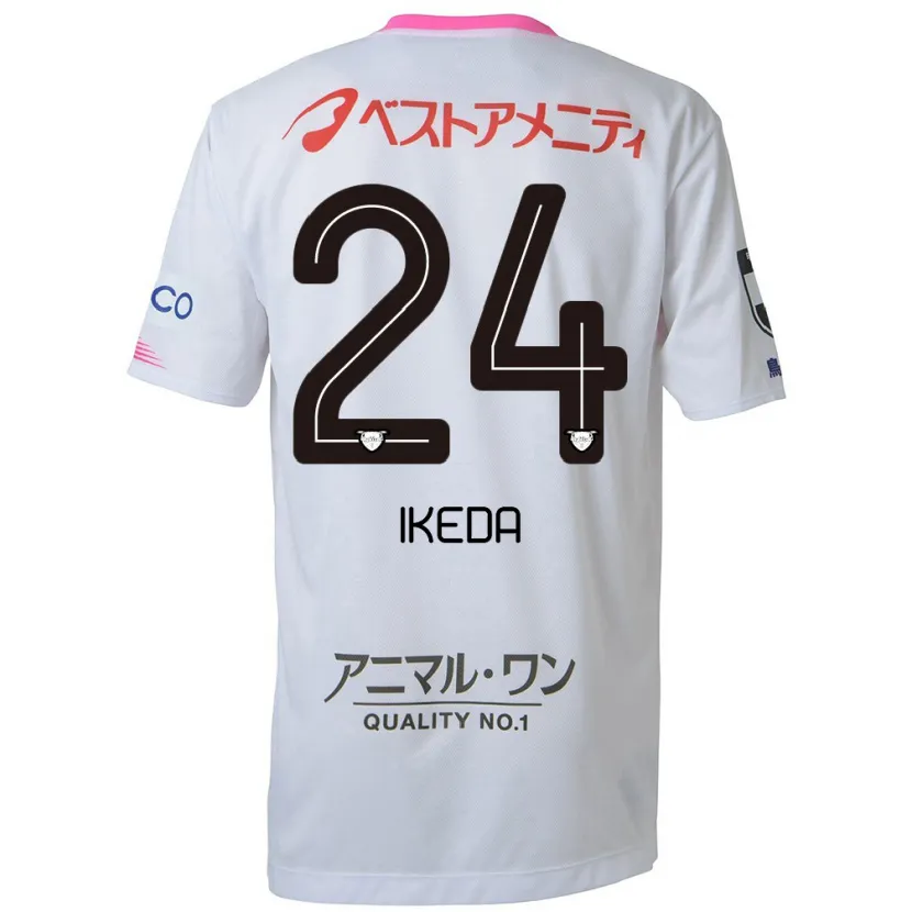 Danxen Hombre Camiseta Tokia Ikeda #24 Blanco Azul Rosa 2ª Equipación 2024/25 La Camisa