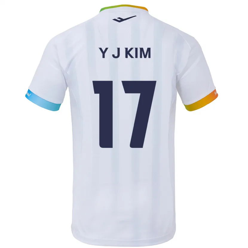 Danxen Hombre Camiseta Jin-Ya Kim #17 Blanco Azul 2ª Equipación 2024/25 La Camisa