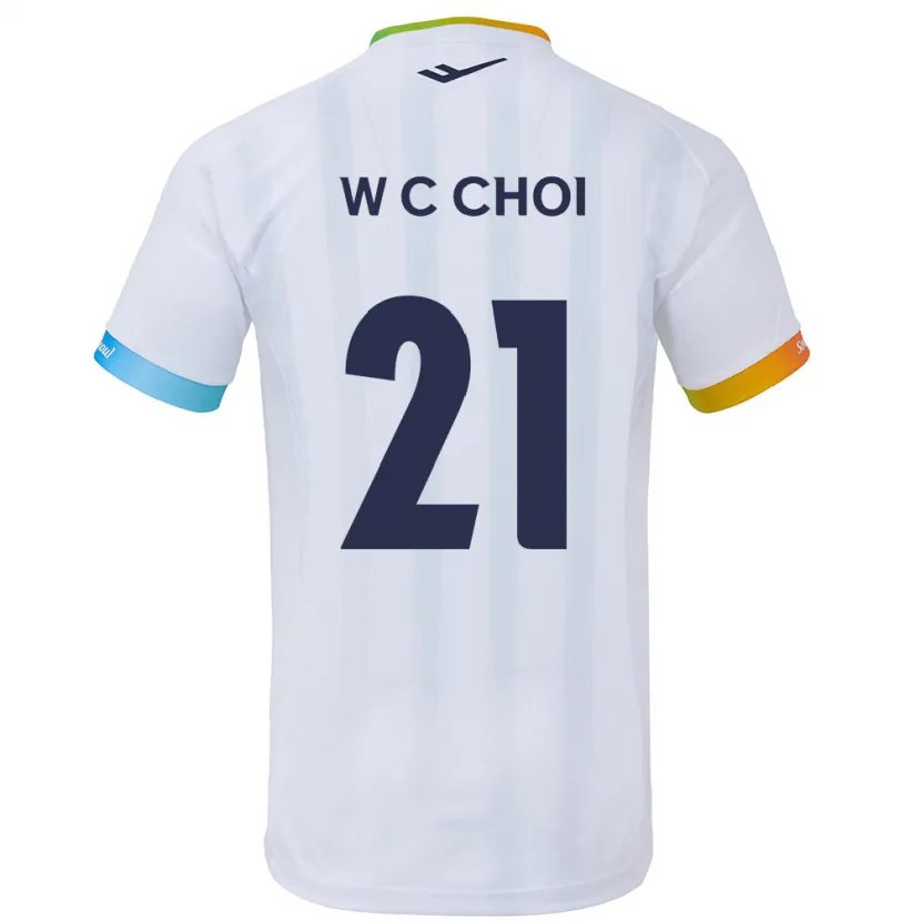 Danxen Hombre Camiseta Cheol-Won Choi #21 Blanco Azul 2ª Equipación 2024/25 La Camisa