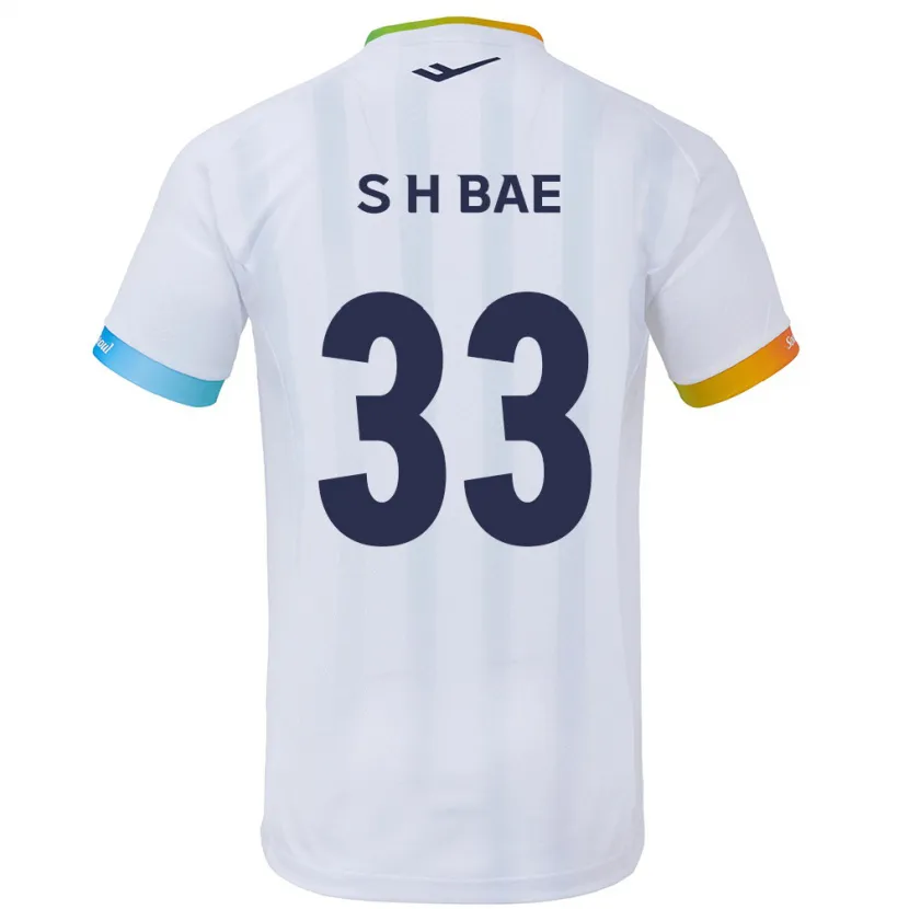 Danxen Hombre Camiseta Hyun-Seo Bae #33 Blanco Azul 2ª Equipación 2024/25 La Camisa