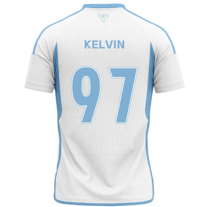 Danxen Hombre Camiseta Kelvin #97 Blanco Azul 2ª Equipación 2024/25 La Camisa