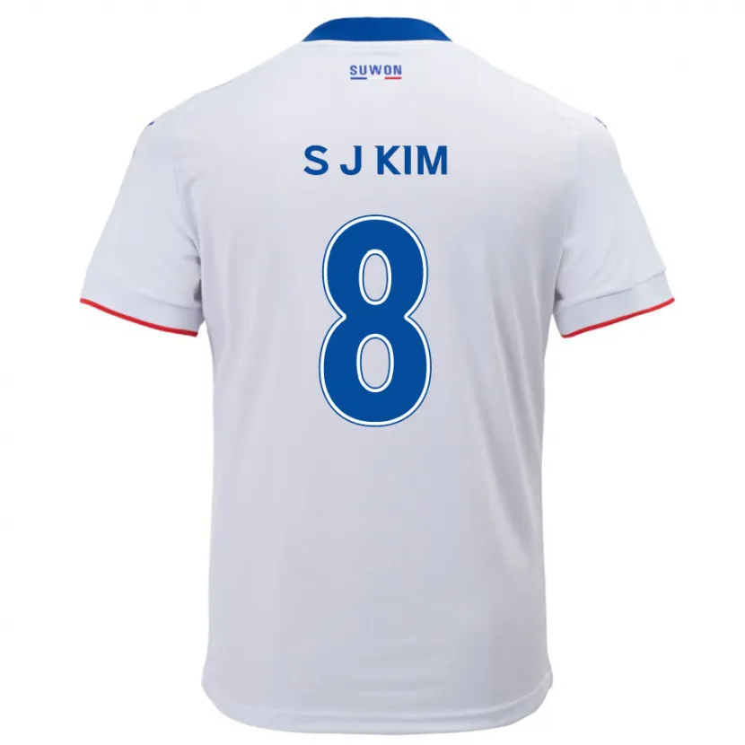 Danxen Hombre Camiseta Ji-Sung Kim #8 Blanco Azul 2ª Equipación 2024/25 La Camisa