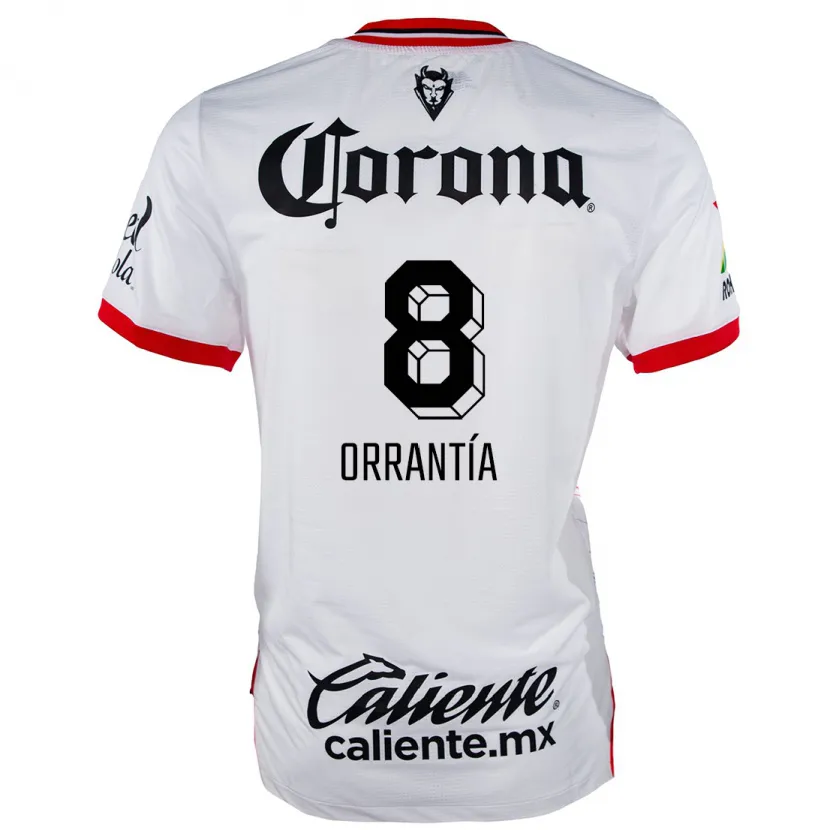 Danxen Hombre Camiseta Carlos Orrantía #8 Blanco Rojo 2ª Equipación 2024/25 La Camisa