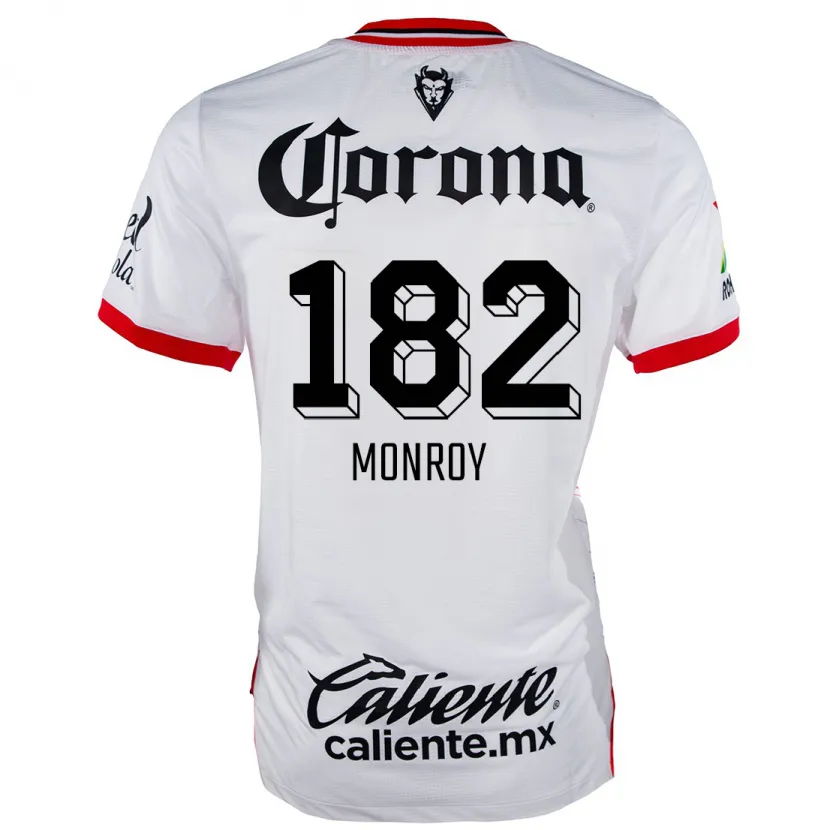 Danxen Hombre Camiseta Brayan Monroy #182 Blanco Rojo 2ª Equipación 2024/25 La Camisa