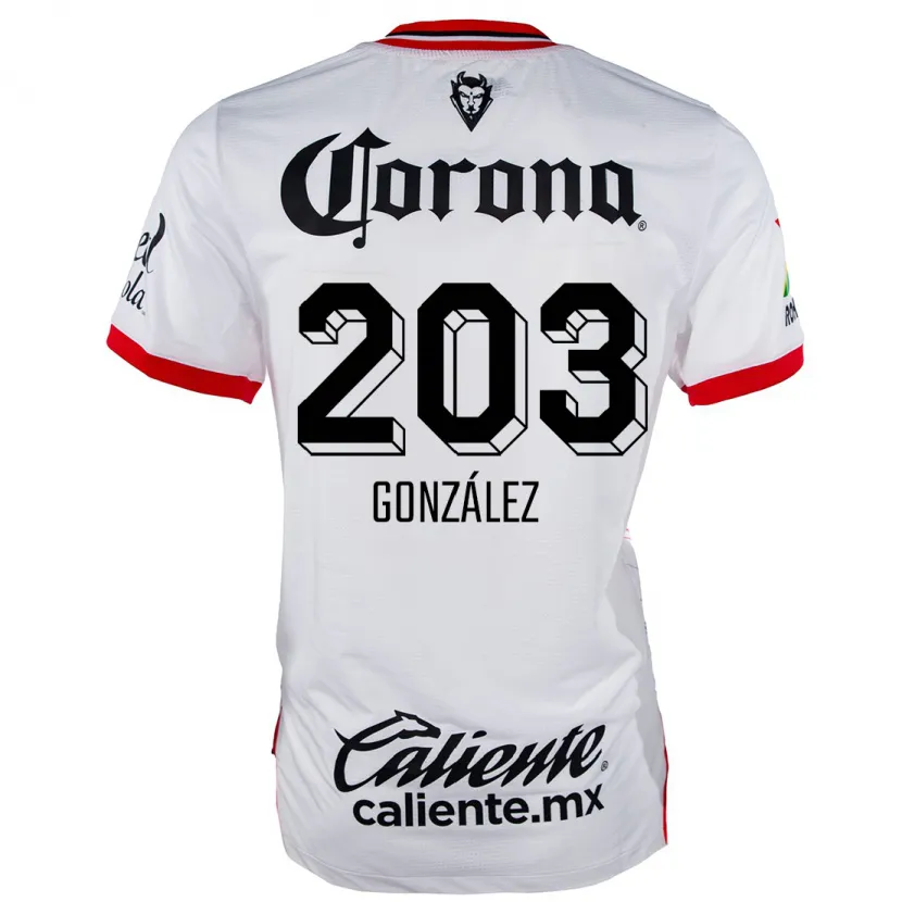 Danxen Hombre Camiseta Luis González #203 Blanco Rojo 2ª Equipación 2024/25 La Camisa