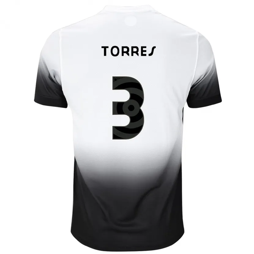 Danxen Mujer Camiseta Félix Torres #3 Blanco Negro 1ª Equipación 2024/25 La Camisa