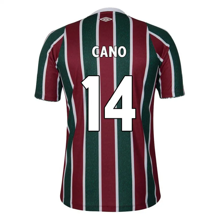 Danxen Mujer Camiseta Germán Cano #14 Verde Granate Blanco 1ª Equipación 2024/25 La Camisa