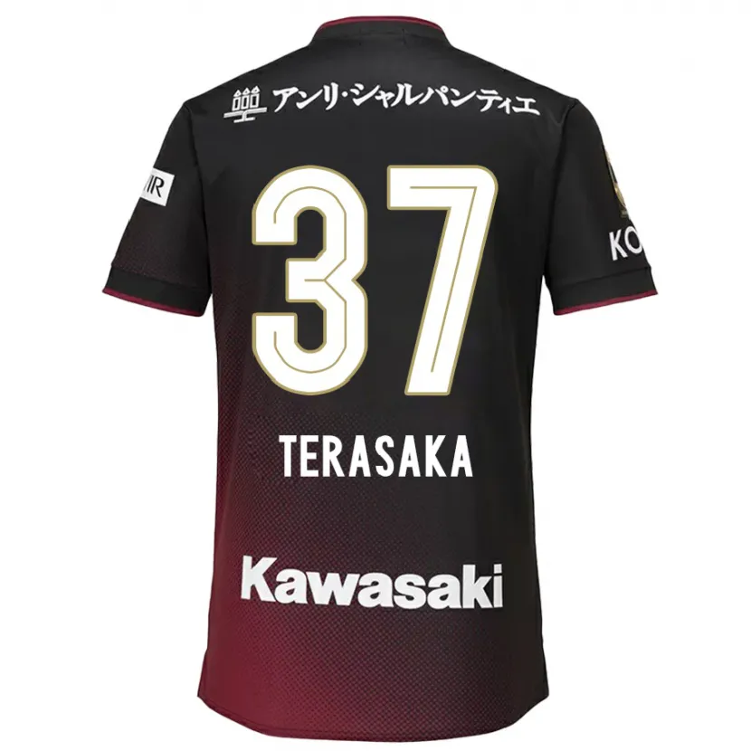 Danxen Mujer Camiseta Shogo Terasaka #37 Negro Rojo 1ª Equipación 2024/25 La Camisa