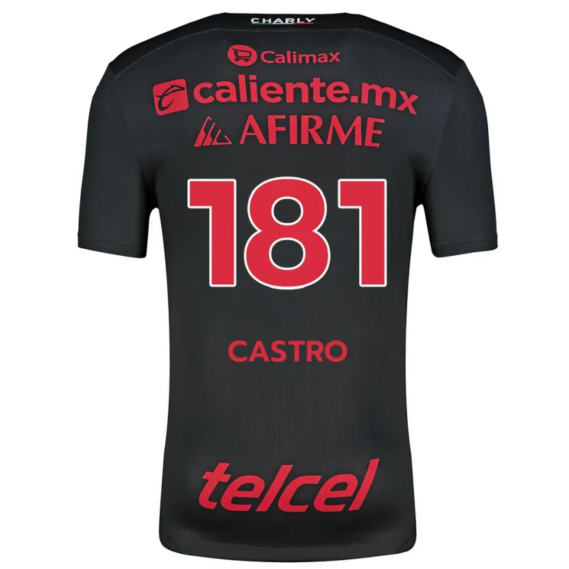 Danxen Mujer Camiseta José Castro #181 Negro Rojo 1ª Equipación 2024/25 La Camisa