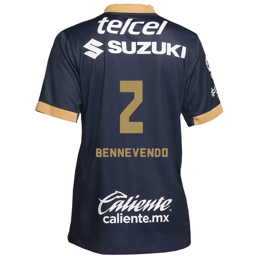 Danxen Mujer Camiseta Pablo Bennevendo #2 Obsidiana Dorada Blanca 2ª Equipación 2024/25 La Camisa