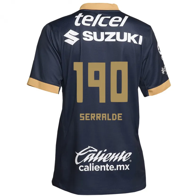 Danxen Mujer Camiseta Gerardo Serralde #190 Obsidiana Dorada Blanca 2ª Equipación 2024/25 La Camisa