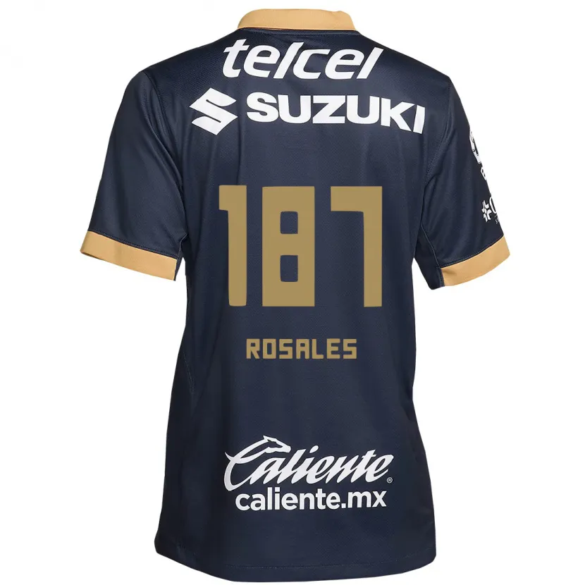 Danxen Mujer Camiseta Alonso Rosales #187 Obsidiana Dorada Blanca 2ª Equipación 2024/25 La Camisa