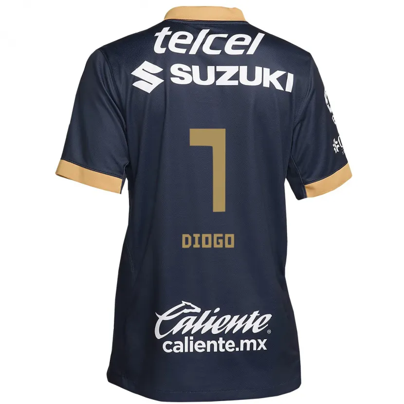 Danxen Mujer Camiseta Diogo #7 Obsidiana Dorada Blanca 2ª Equipación 2024/25 La Camisa