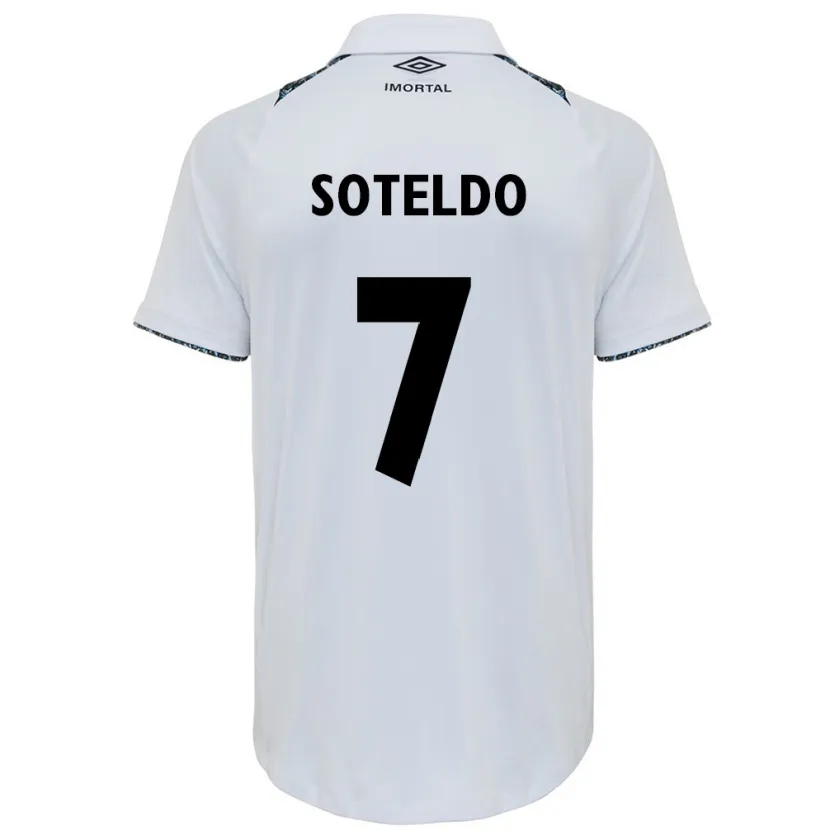 Danxen Mujer Camiseta Yeferson Soteldo #7 Blanco Azul 2ª Equipación 2024/25 La Camisa