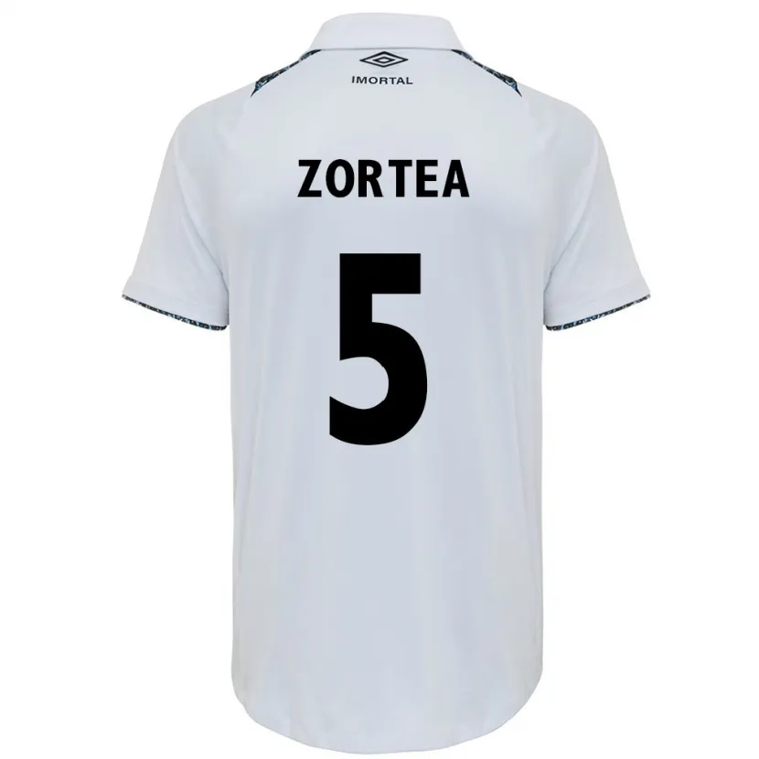 Danxen Mujer Camiseta Bernardo Zortea #5 Blanco Azul 2ª Equipación 2024/25 La Camisa