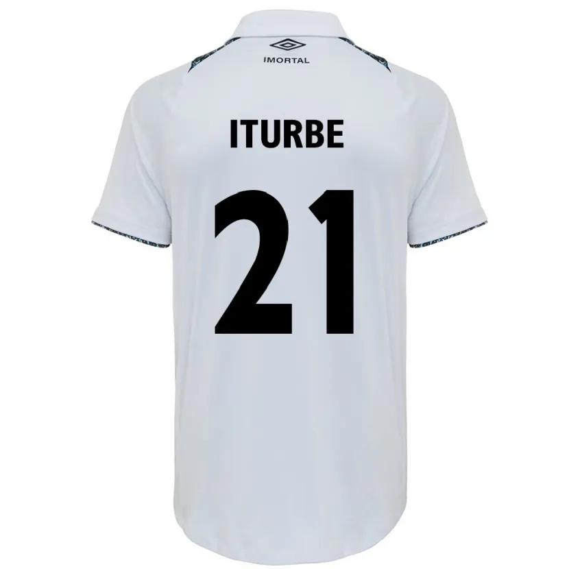 Danxen Mujer Camiseta Juan Iturbe #21 Blanco Azul 2ª Equipación 2024/25 La Camisa