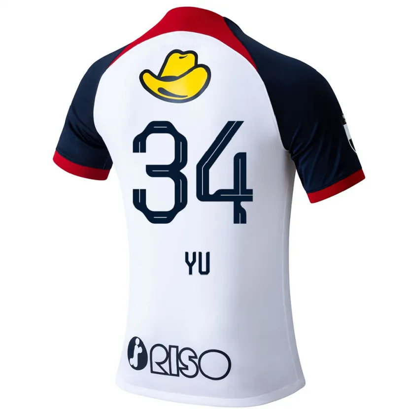 Danxen Mujer Camiseta Yu Funabashi #34 Blanco Azul Rojo 2ª Equipación 2024/25 La Camisa