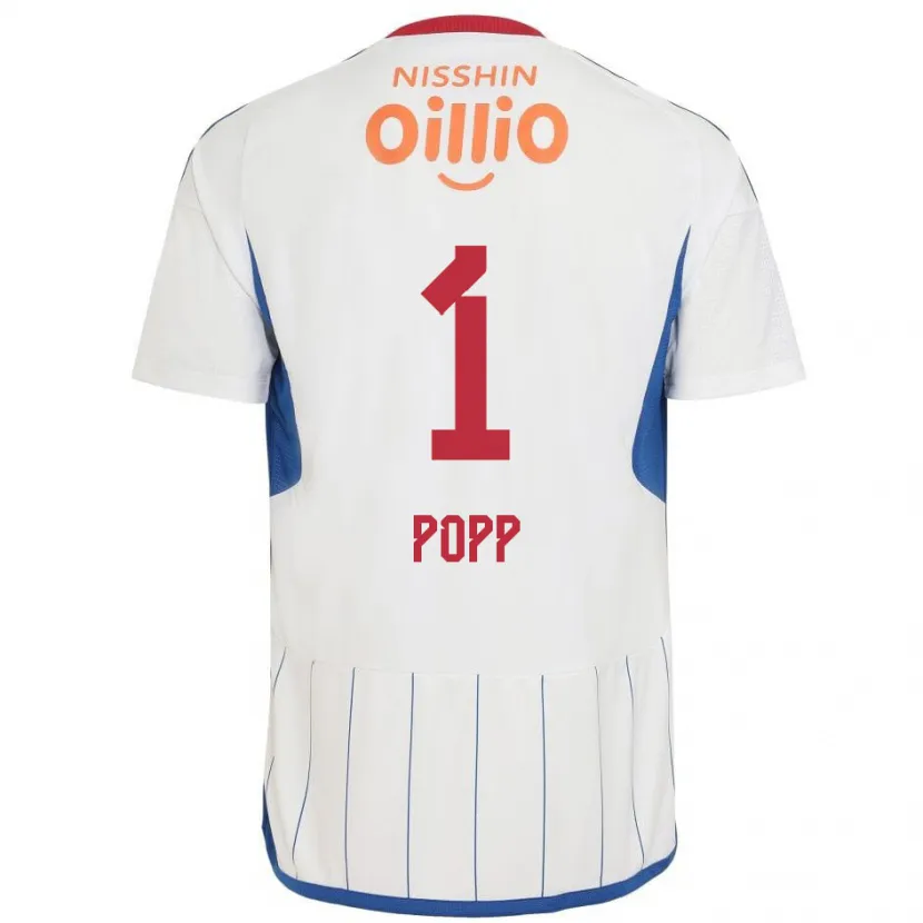 Danxen Mujer Camiseta William Popp #1 Blanco Azul Rojo 2ª Equipación 2024/25 La Camisa