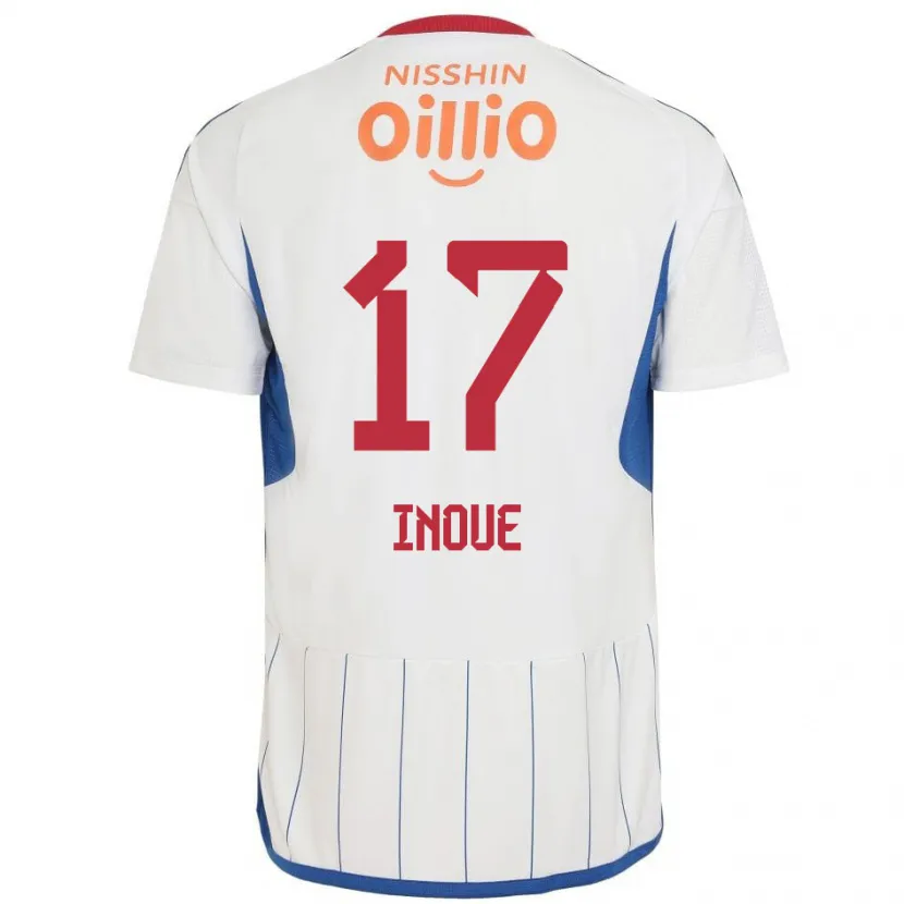 Danxen Mujer Camiseta Kenta Inoue #17 Blanco Azul Rojo 2ª Equipación 2024/25 La Camisa