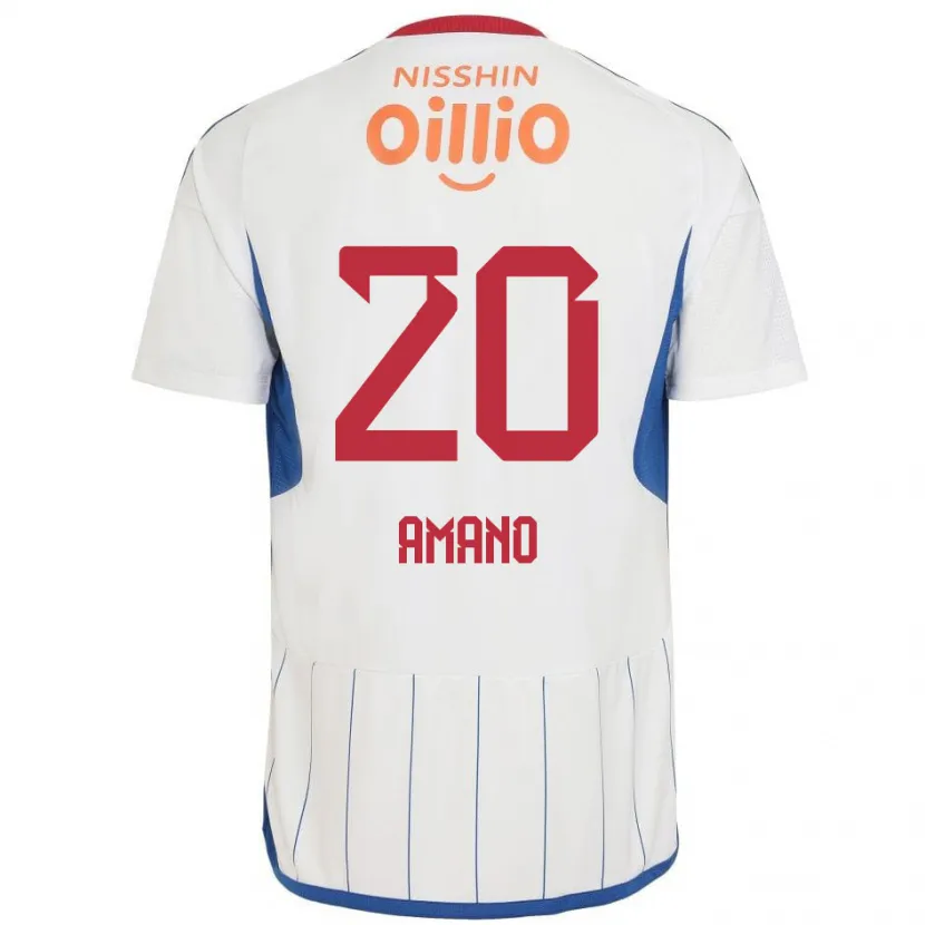 Danxen Mujer Camiseta Jun Amano #20 Blanco Azul Rojo 2ª Equipación 2024/25 La Camisa