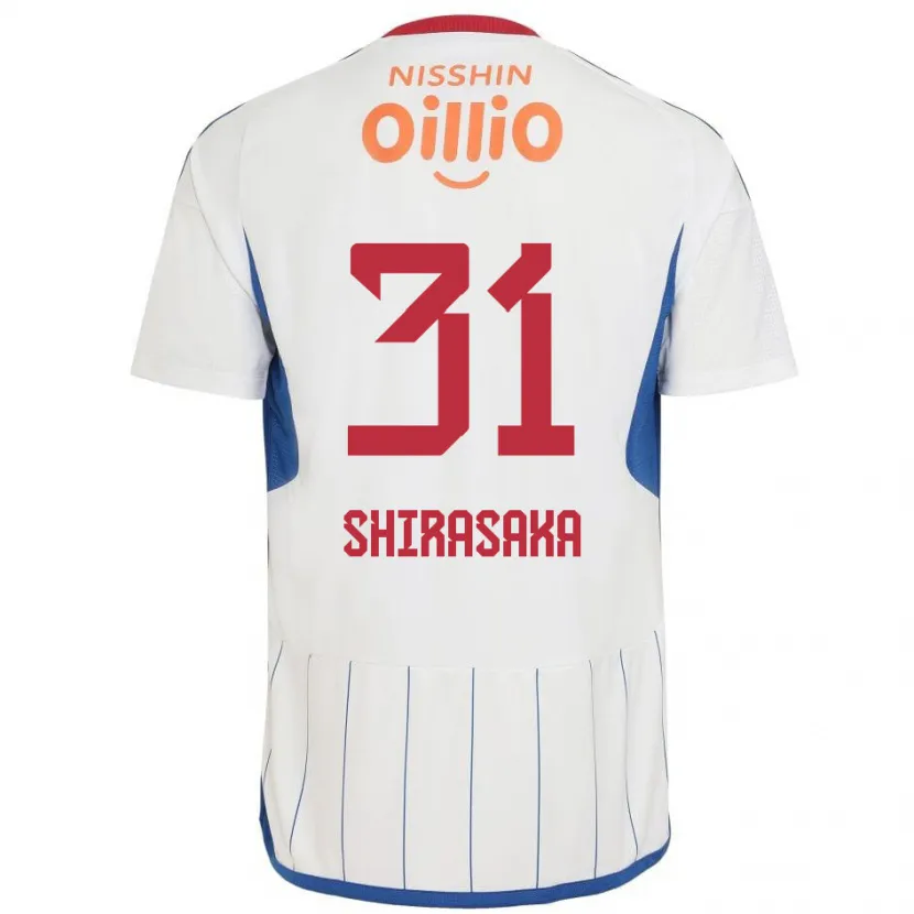 Danxen Mujer Camiseta Fuma Shirasaka #31 Blanco Azul Rojo 2ª Equipación 2024/25 La Camisa