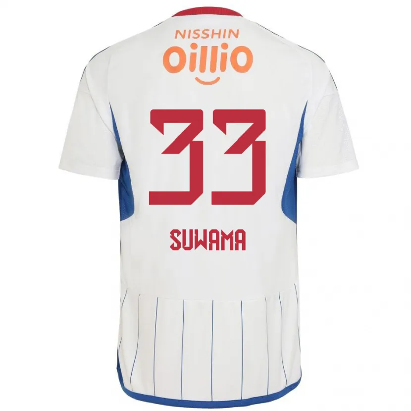 Danxen Mujer Camiseta Kosei Suwama #33 Blanco Azul Rojo 2ª Equipación 2024/25 La Camisa