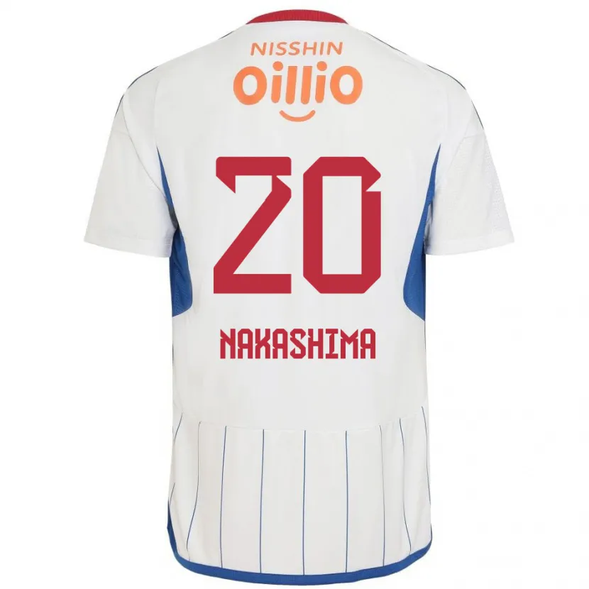 Danxen Mujer Camiseta Rikuto Nakashima #20 Blanco Azul Rojo 2ª Equipación 2024/25 La Camisa