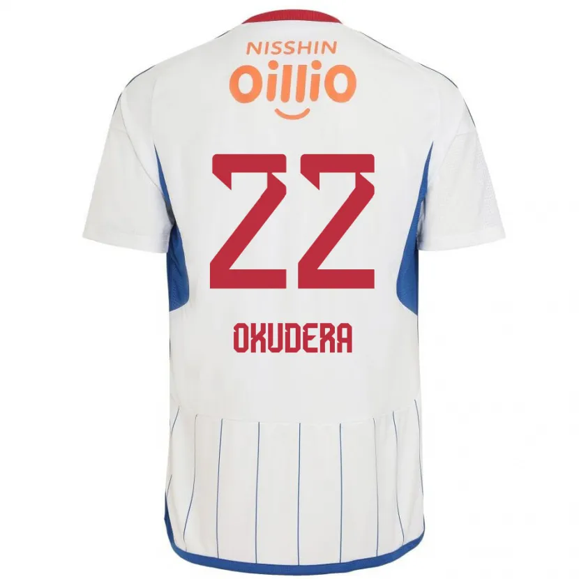 Danxen Mujer Camiseta Minato Okudera #22 Blanco Azul Rojo 2ª Equipación 2024/25 La Camisa