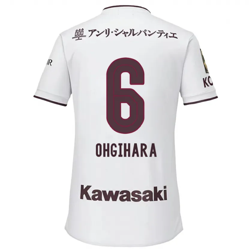 Danxen Mujer Camiseta Takahiro Ogihara #6 Blanco Rojo 2ª Equipación 2024/25 La Camisa