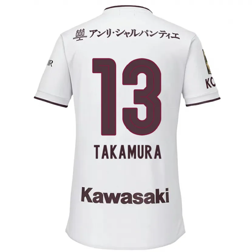 Danxen Mujer Camiseta Tokiya Takamura #13 Blanco Rojo 2ª Equipación 2024/25 La Camisa