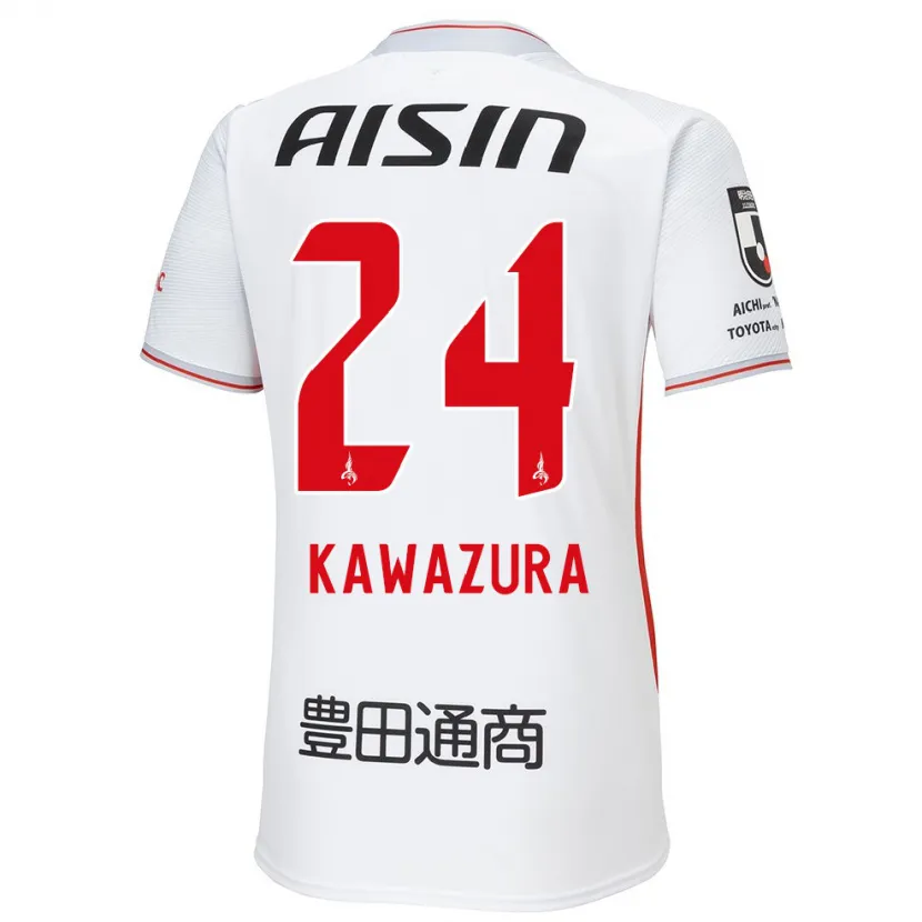 Danxen Mujer Camiseta Akinari Kawazura #24 Blanco Amarillo Rojo 2ª Equipación 2024/25 La Camisa