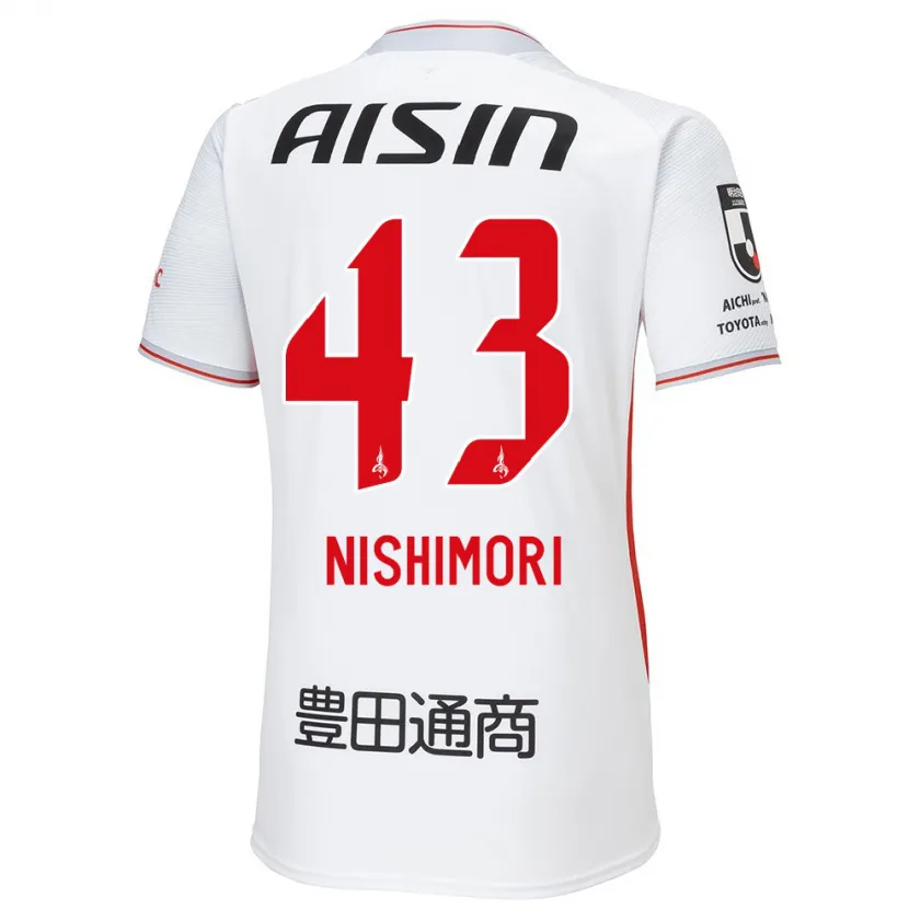 Danxen Mujer Camiseta Yuto Nishimori #43 Blanco Amarillo Rojo 2ª Equipación 2024/25 La Camisa