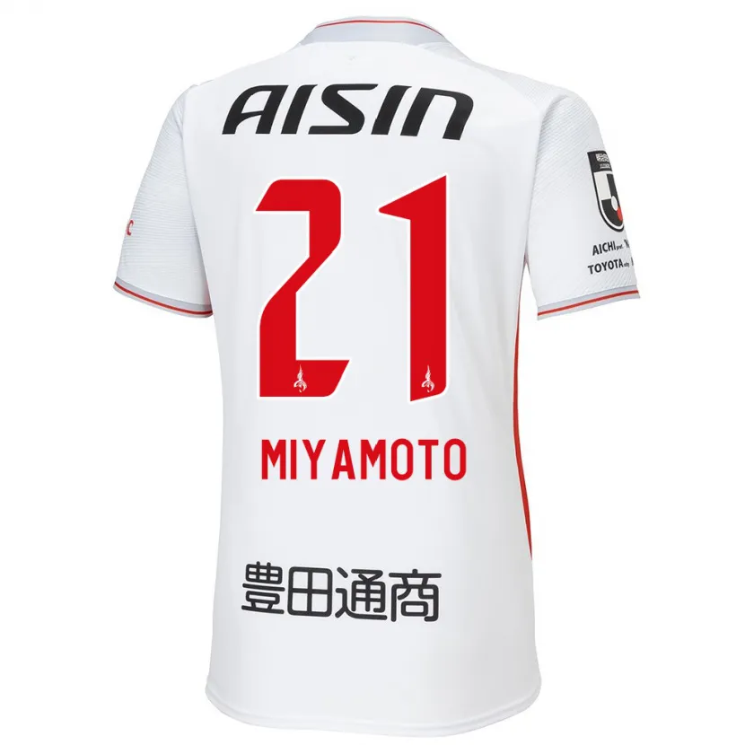 Danxen Mujer Camiseta Kodai Miyamoto #21 Blanco Amarillo Rojo 2ª Equipación 2024/25 La Camisa