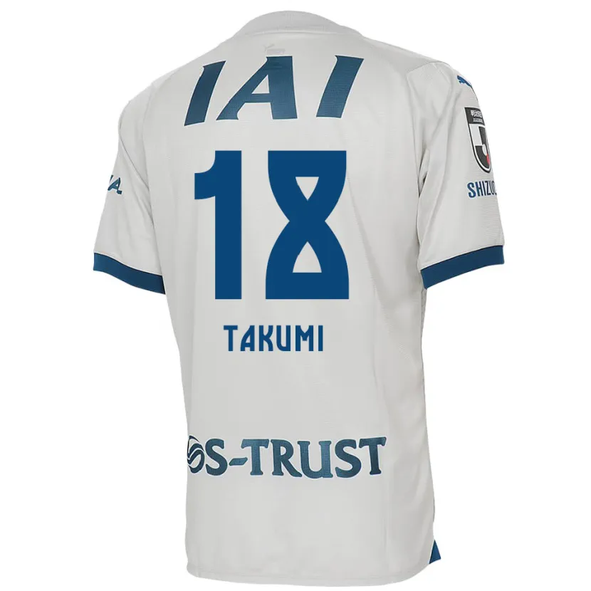 Danxen Mujer Camiseta Takumi Kato #18 Blanco Azul 2ª Equipación 2024/25 La Camisa