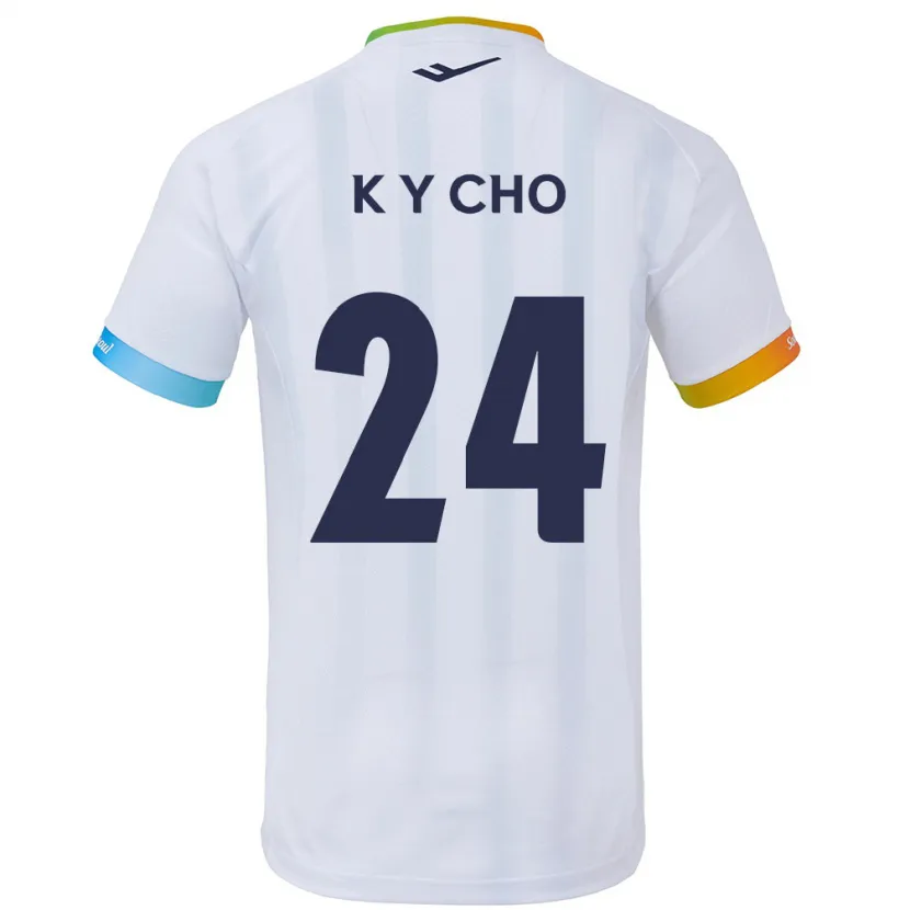 Danxen Mujer Camiseta Young-Kwang Cho #24 Blanco Azul 2ª Equipación 2024/25 La Camisa