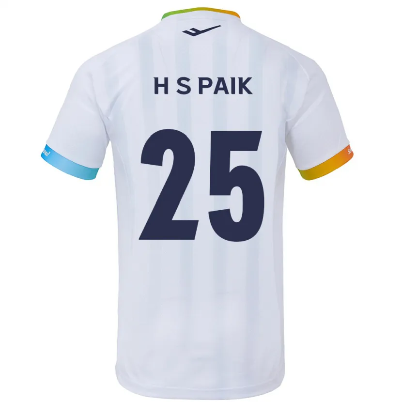 Danxen Mujer Camiseta Sang-Hoon Paik #25 Blanco Azul 2ª Equipación 2024/25 La Camisa