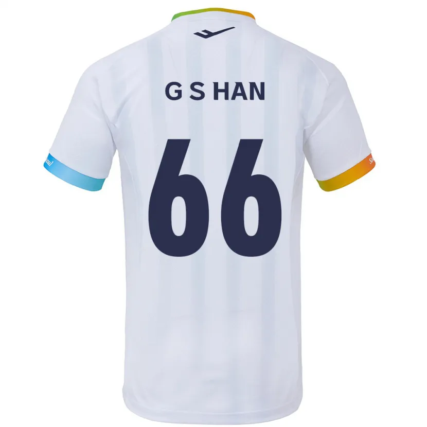 Danxen Mujer Camiseta Seung-Gyu Han #66 Blanco Azul 2ª Equipación 2024/25 La Camisa