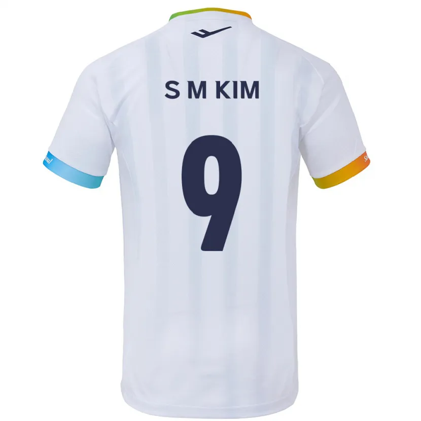 Danxen Mujer Camiseta Min-Sung Kim #9 Blanco Azul 2ª Equipación 2024/25 La Camisa