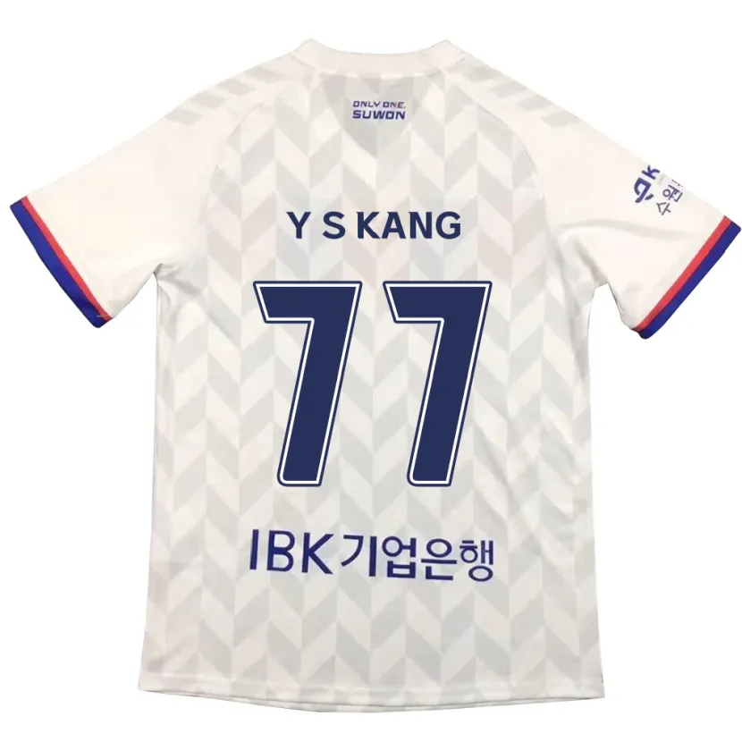 Danxen Mujer Camiseta Sang-Yun Kang #77 Blanco Azul 2ª Equipación 2024/25 La Camisa