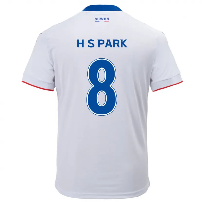 Danxen Mujer Camiseta Sang-Hyeok Park #8 Blanco Azul 2ª Equipación 2024/25 La Camisa