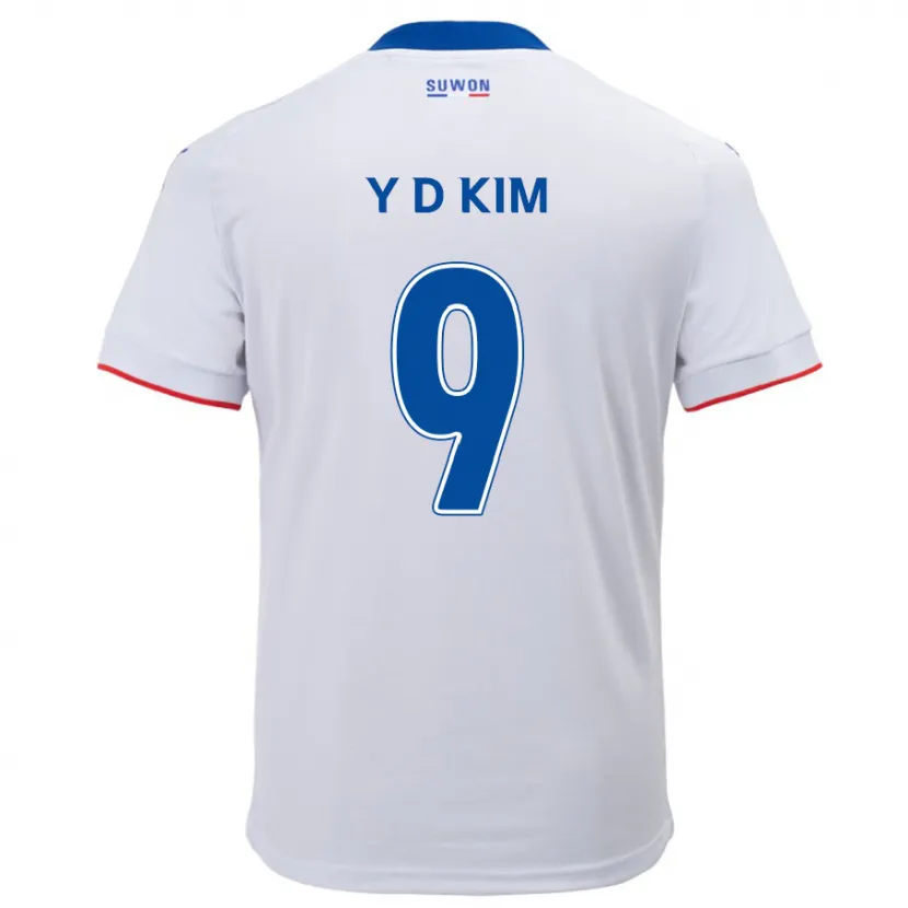 Danxen Mujer Camiseta Dong-Yeon Kim #9 Blanco Azul 2ª Equipación 2024/25 La Camisa