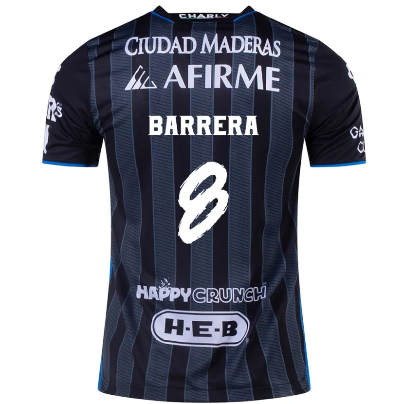 Danxen Mujer Camiseta Pablo Barrera #8 Blanco Negro 2ª Equipación 2024/25 La Camisa