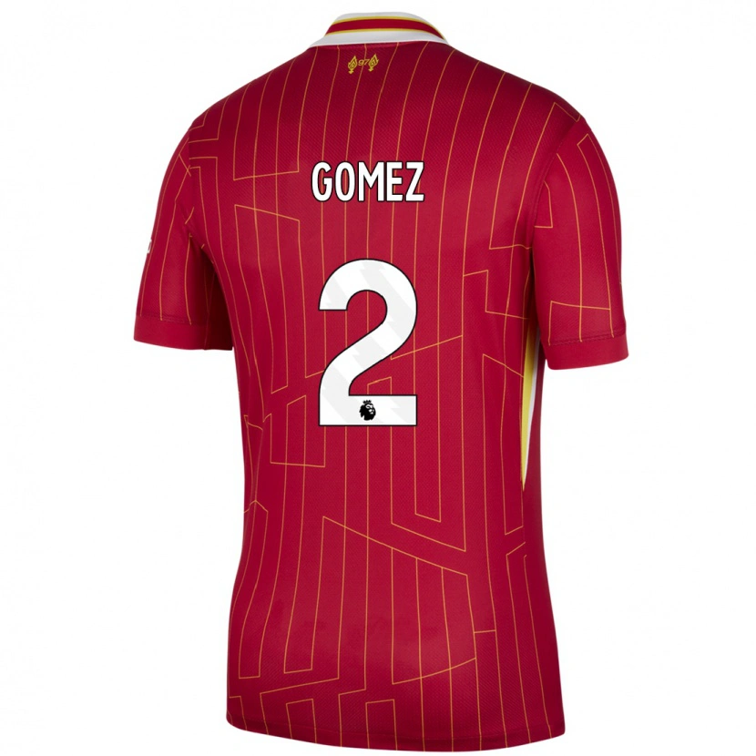 Danxen Niño Camiseta Joe Gomez #2 Rojo Amarillo Blanco 1ª Equipación 2024/25 La Camisa